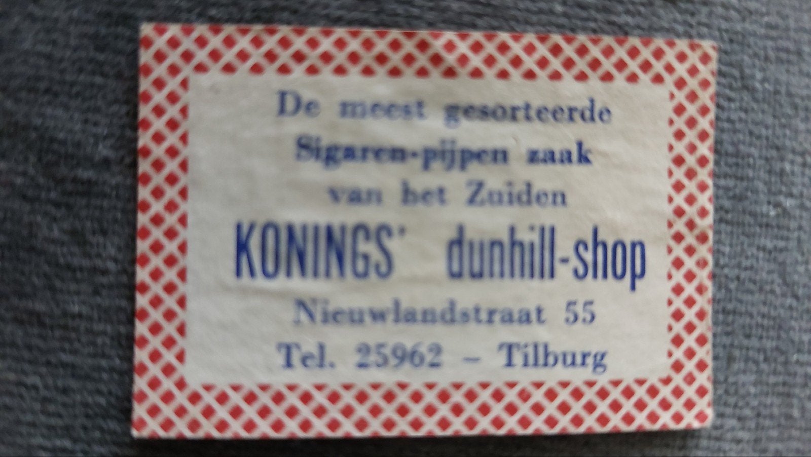 Luciferetiket Tilburg Konings' Dunhill-Shop, Verzenden, Gebruikt, Luciferdoosjes of -merken