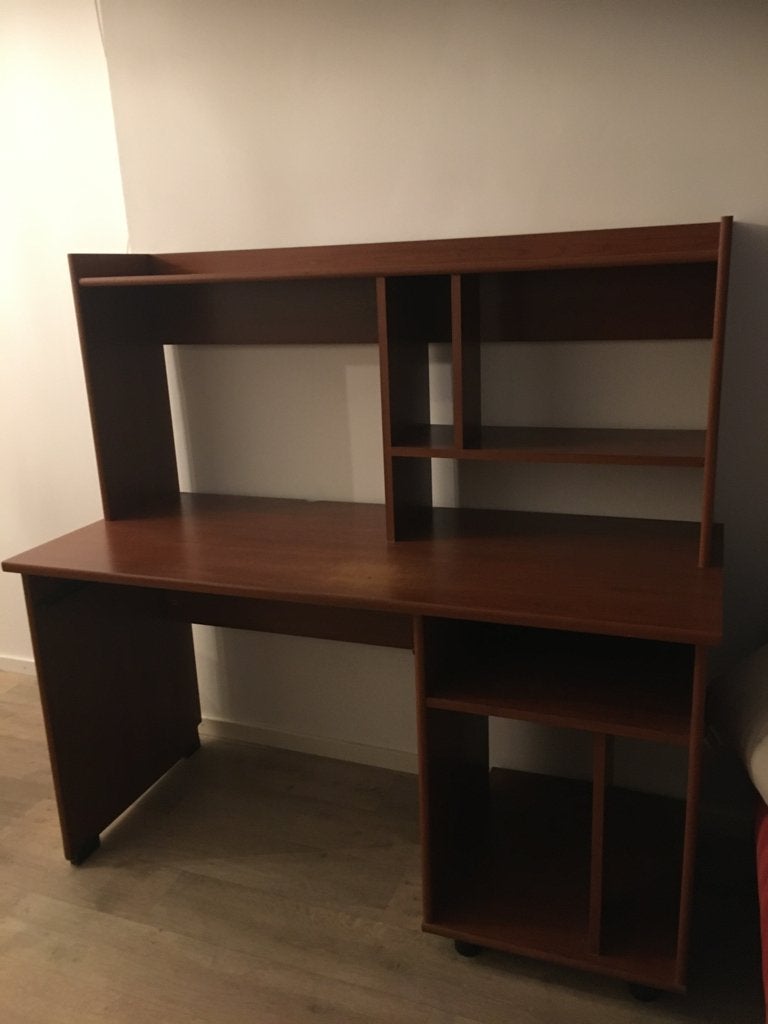 Bureau B140xD60xH76cm met los bovenstuk kast plank, Ophalen, Opzetstuk, Gebruikt, Hout
