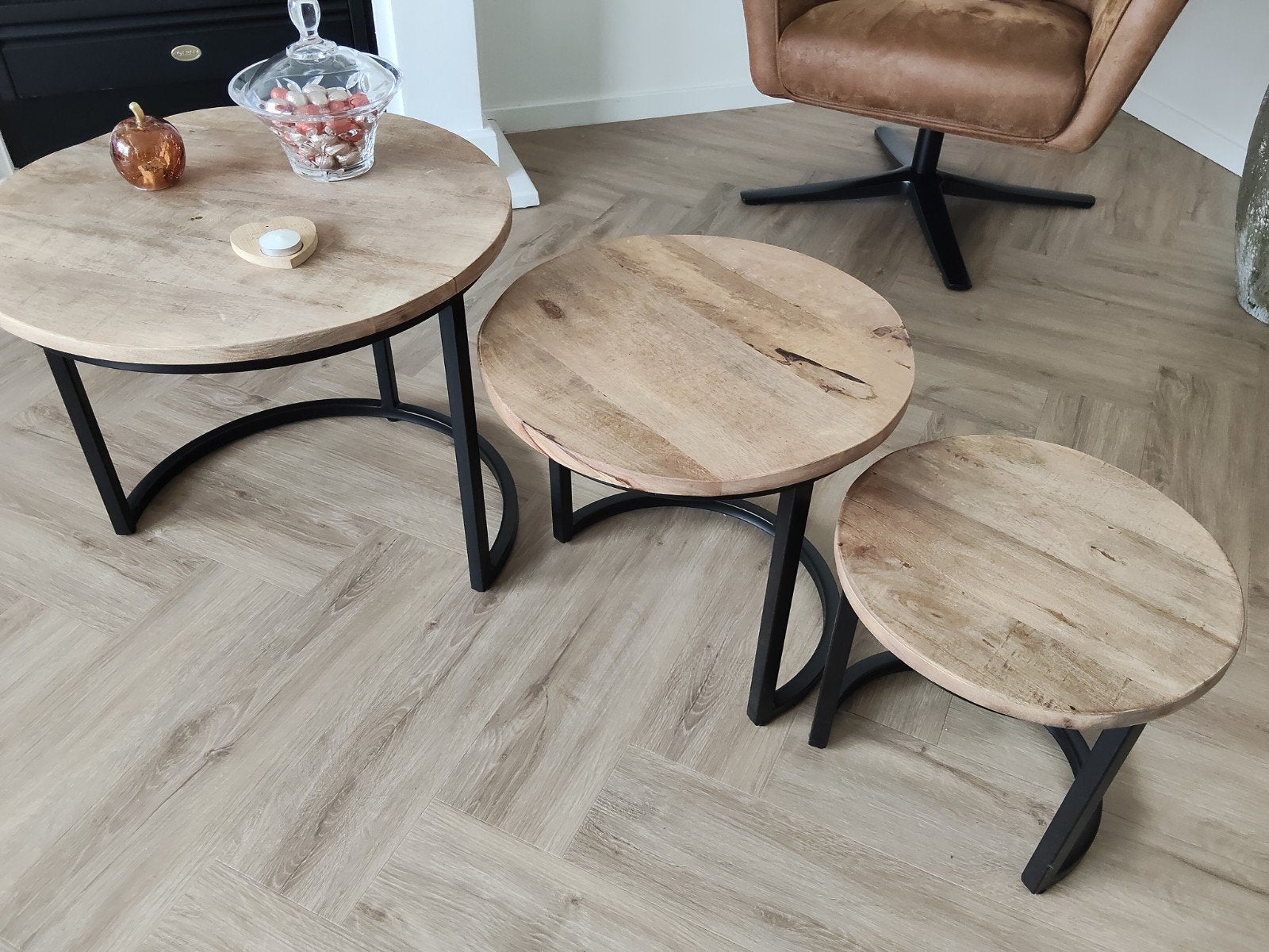 Salontafel set, Huis en Inrichting, Tafels | Salontafels, 50 tot 100 cm, Rond, Metaal, 50 tot 100 cm