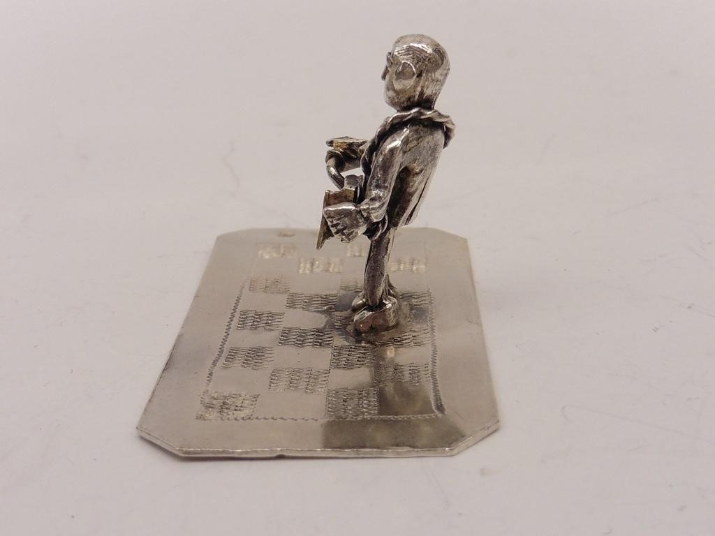 Zilveren miniatuur Man met handorgel                    Z454, Antiek en Kunst, Ophalen of Verzenden, Zilver