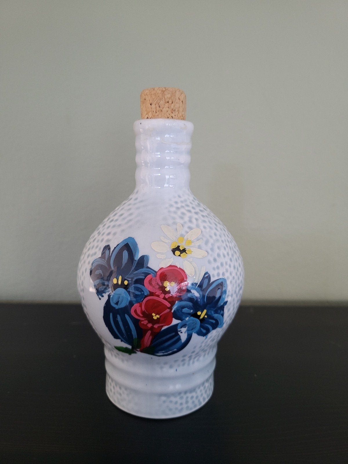 Vintage Oostenrijkse Schroffen karaf met bloemmotief en kurk, Ophalen