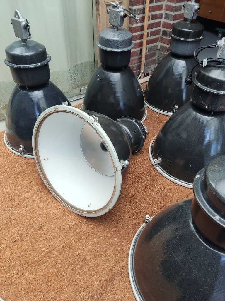 Vintage Originele Industriële Fabriekslamp Lampen Industrie, Ophalen of Verzenden