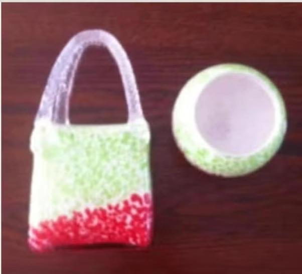 Design vaasje + een potje groen / mandje H 20 cm br 10 cm, Huis en Inrichting, Woonaccessoires | Vazen, Overige kleuren, Ophalen of Verzenden