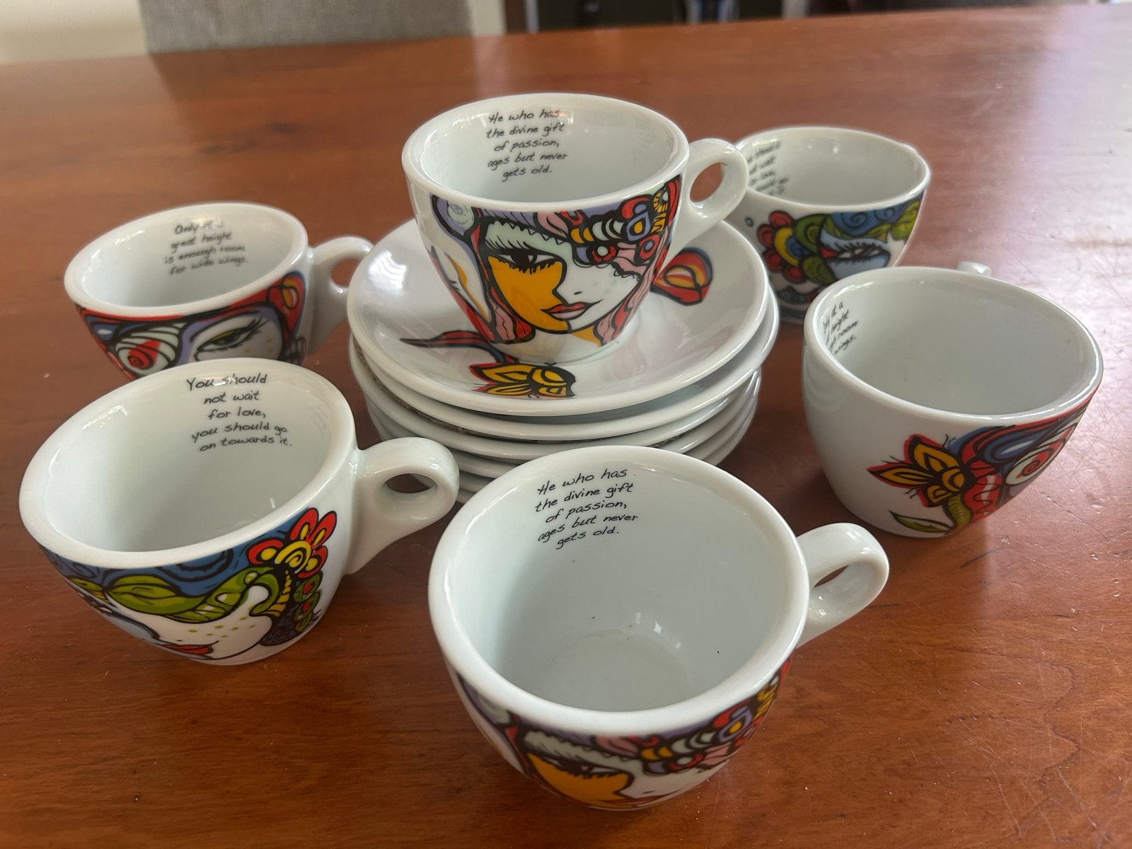 Josien Broere  kopjes met schotels - 6 stuks, Overige merken, Keramiek, Nieuw, Ophalen of Verzenden