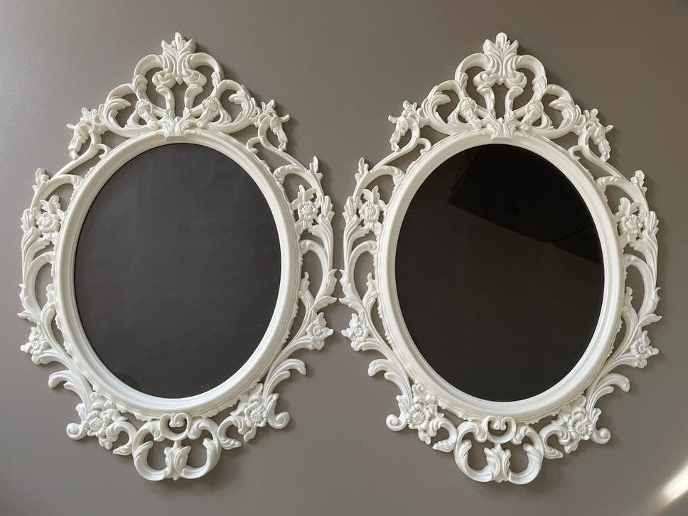 Twee Decoratieve witte kunststof schilderijlijsten, ovaal, Huis en Inrichting, Woonaccessoires | Lijsten, Kunststof, Gebruikt