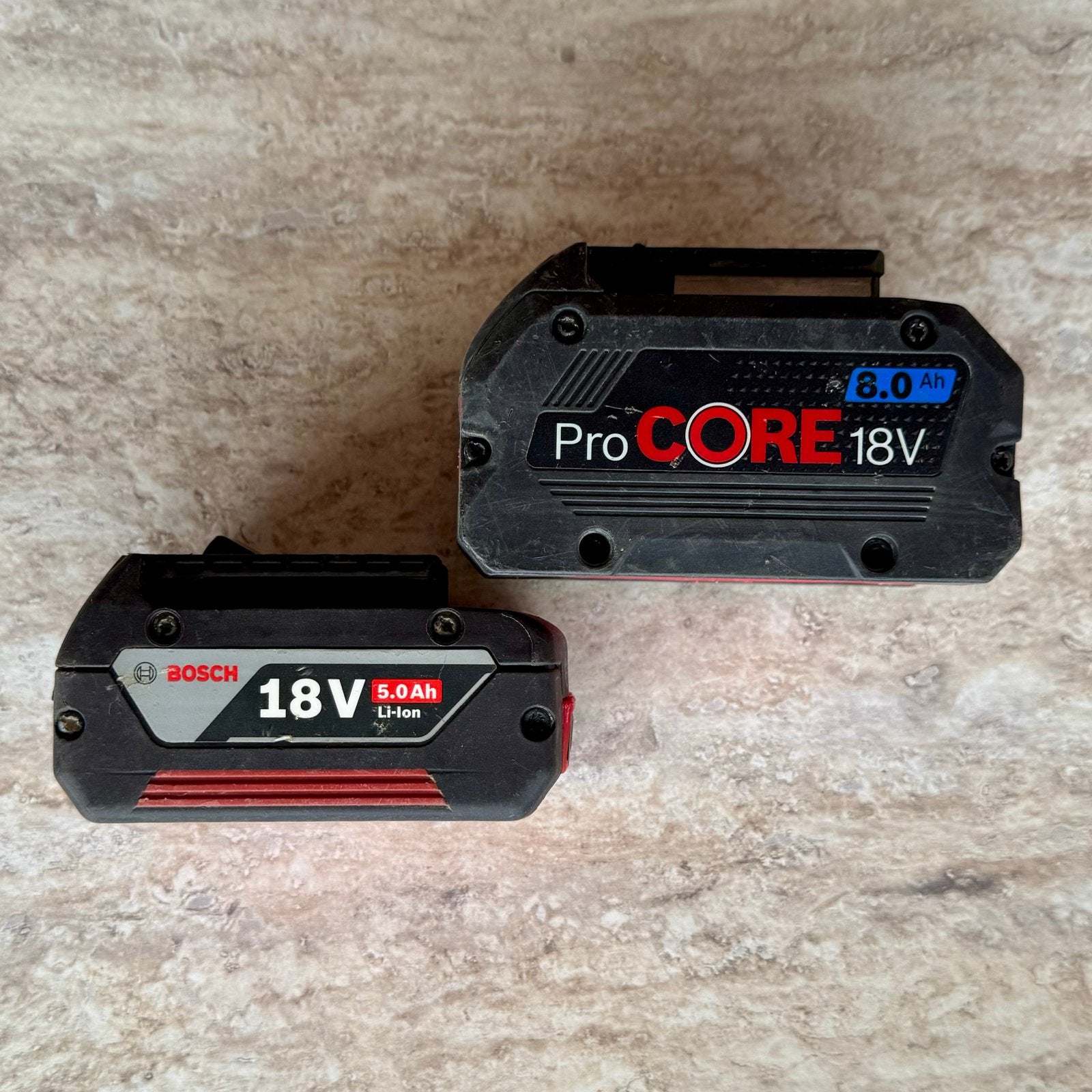 Bosch 18V ProCORE 8,0Ah en GBA 18V 5,0Ah accu's, Ophalen of Verzenden, Gebruikt