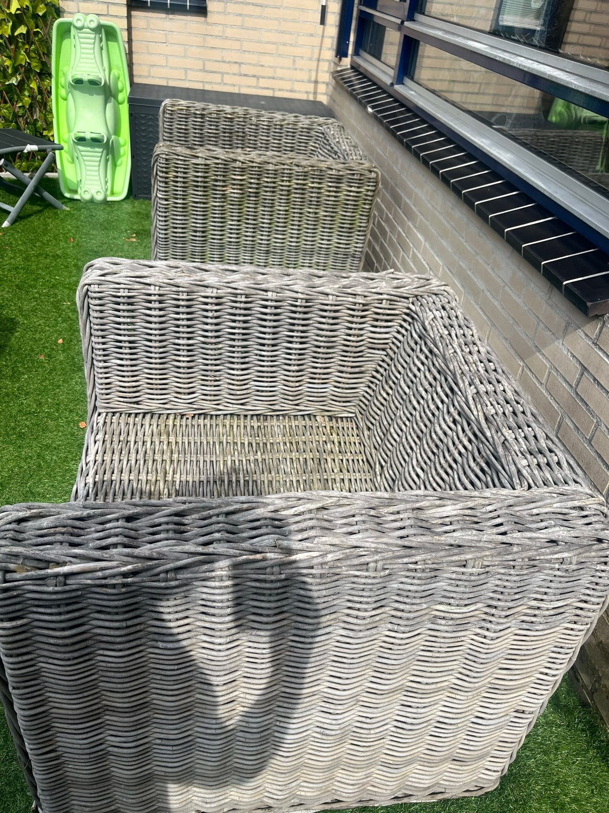 Loungestoelen met Kussens - Grijs (2 stuks), Tuin en Terras, Tuinsets en Loungesets, Gebruikt, Loungeset, Wicker, Stoel