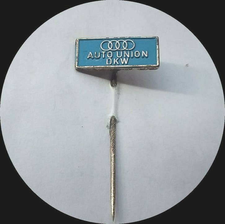 AUTO UNION DKW speldje, blauw, Ophalen of Verzenden, Zo goed als nieuw, Transport, Speldje of Pin