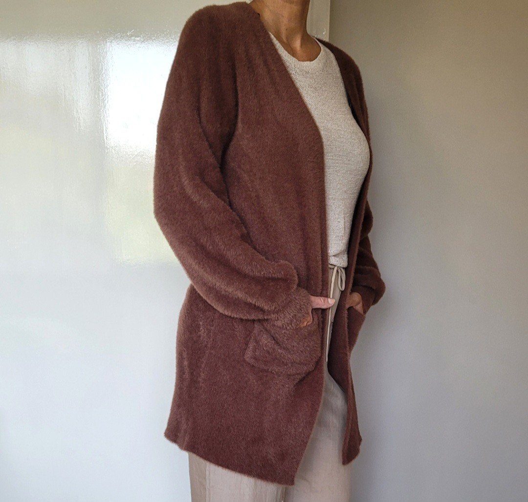 Studio Anneloes lang Fluffy vest M Cognac, Kleding | Dames, Truien en Vesten, Zo goed als nieuw, Maat 38/40 (M), Bruin, Verzenden