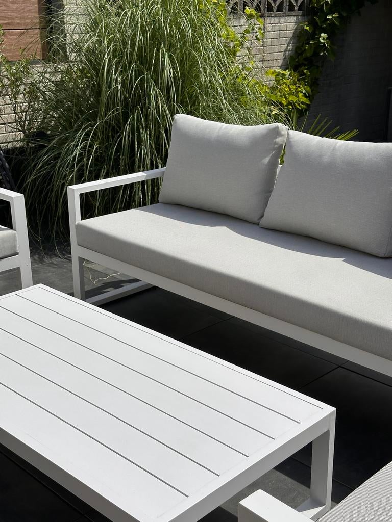 Nieuw: Kwaliteit tuinset met Quick-dry textileen kussens, Ophalen, Nieuw, Aluminium, Tuinset