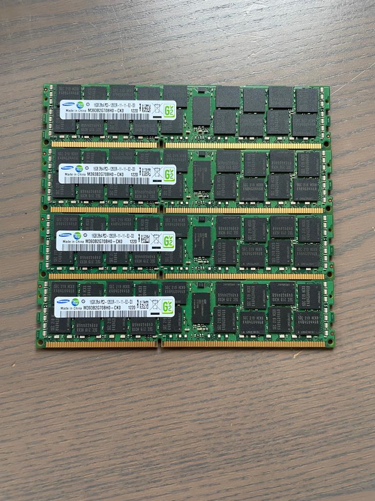 Mac Pro 6,1 geheugen 64GB 4x16GB DDR3 1600Mhz, Ophalen of Verzenden, Zo goed als nieuw, DDR3, 64 GB