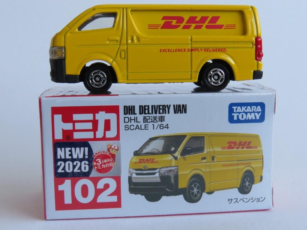 Tomica nr102 Toyota Hiace DHL 1/64 3inch tomy, Ophalen of Verzenden, Nieuw, Auto
