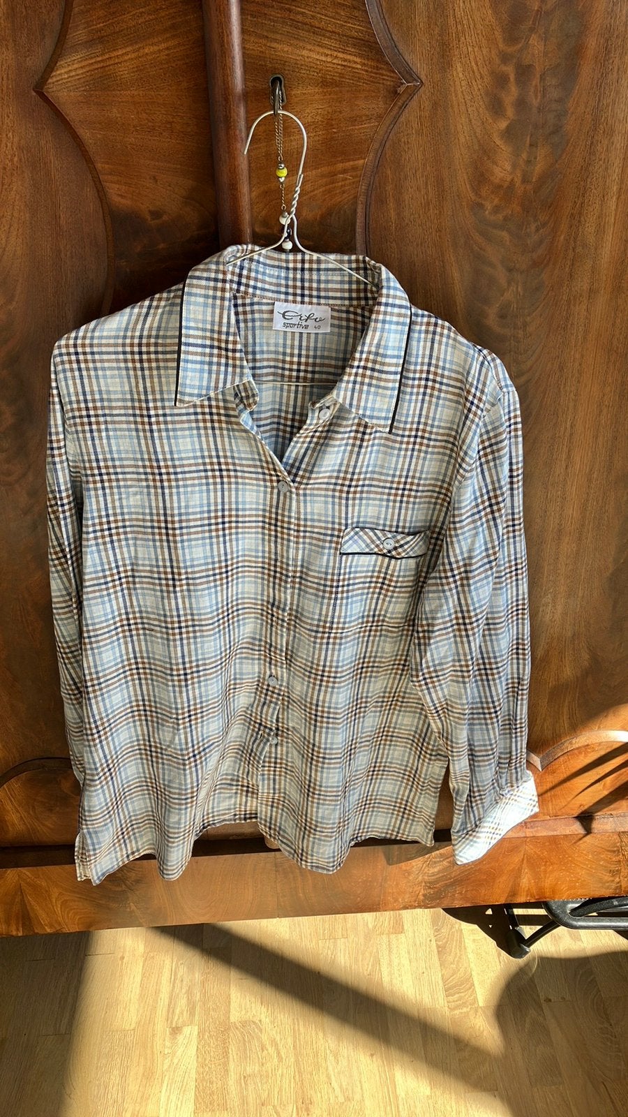 Zachte geruite flanelken blouse, mt 40, Ophalen of Verzenden, Zo goed als nieuw, Maat 38/40 (M), Bruin