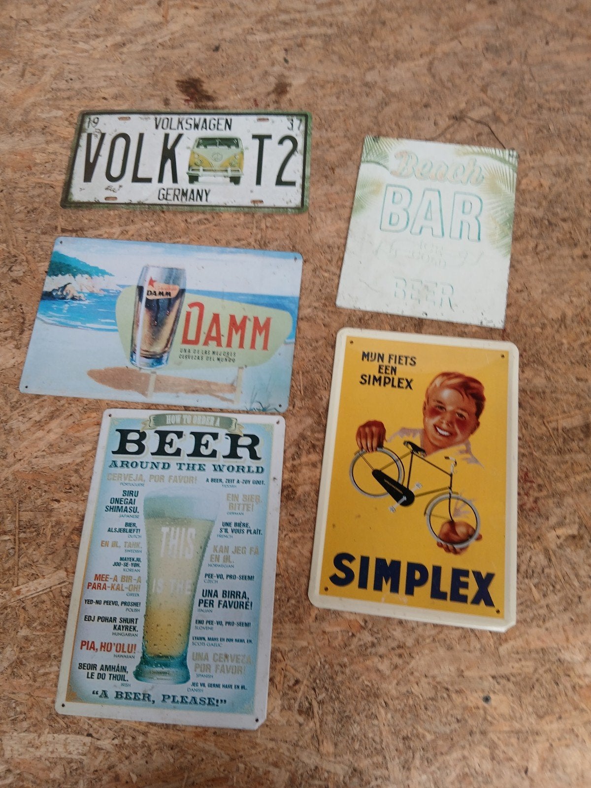 Vintage metalen reclameborden - Set van 5, Ophalen of Verzenden