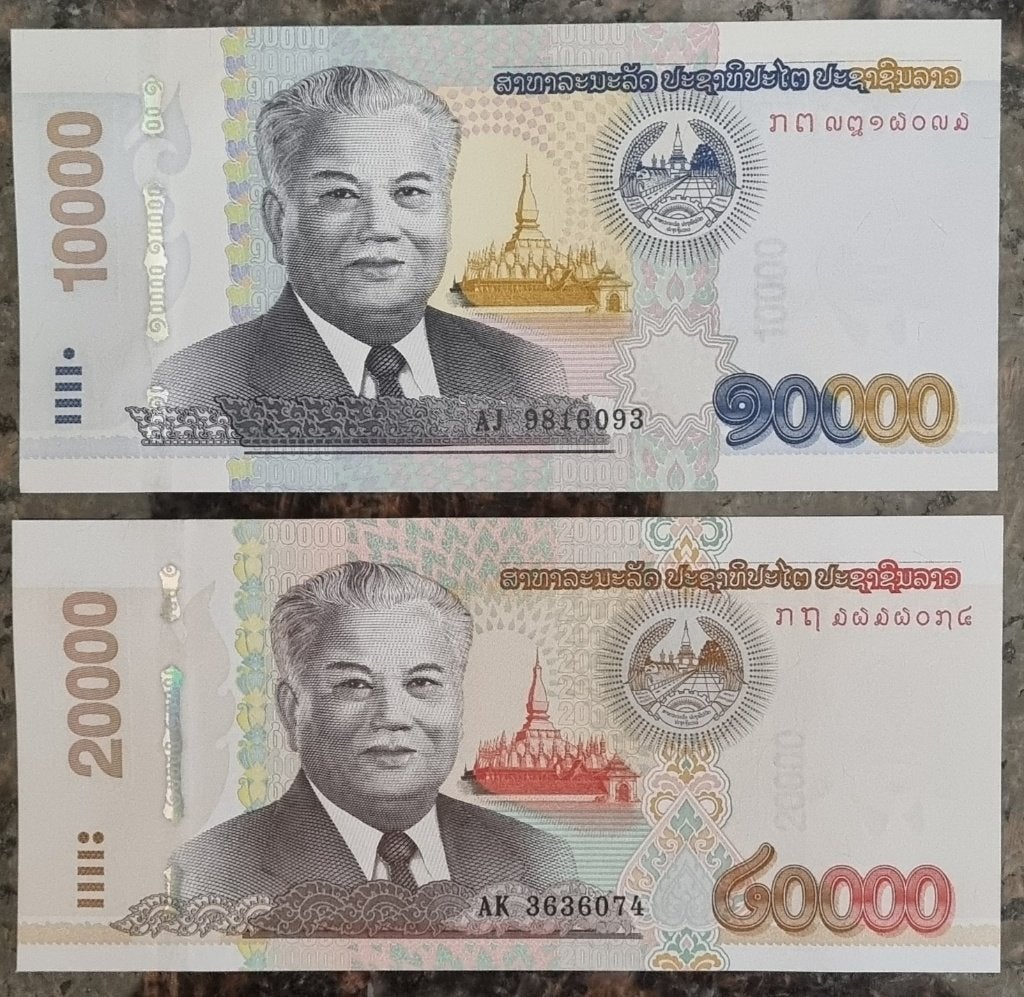 Bankbiljetten Laos set van 2 UNC 2020, Ophalen of Verzenden, Buitenland, Bankbiljetten