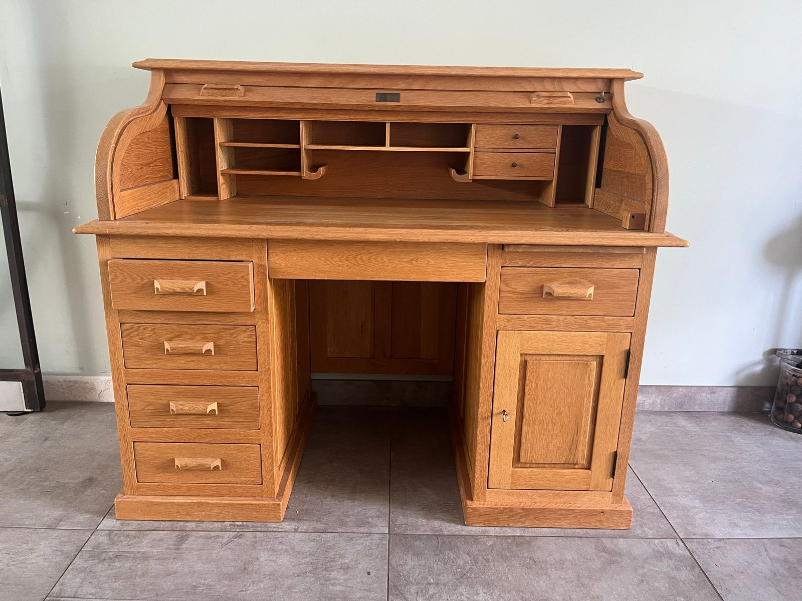 Oud Eiken Rolluikbureau - Nieuwstaat, Huis en Inrichting, Overige typen, Antiek, Bruin, Ophalen of Verzenden