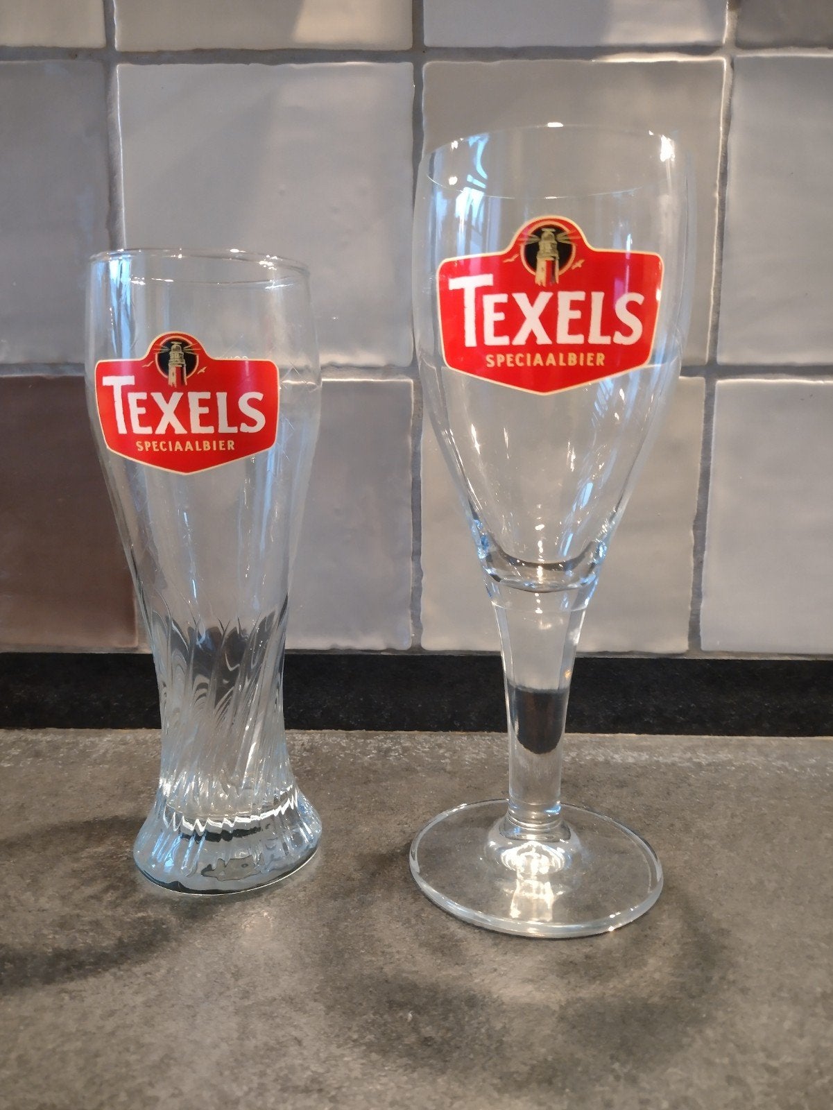 Texels Speciaalbier Glazen (2 stuks), Ophalen of Verzenden, Zo goed als nieuw, Glas of Glazen