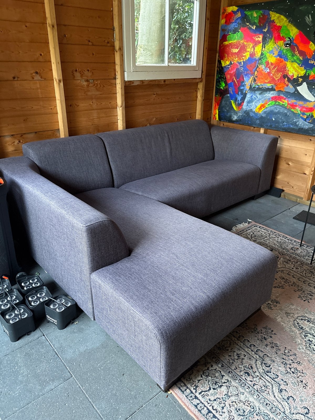 Grijze hoekbank, Ophalen, Gebruikt, Hoekbank, 200 tot 250 cm