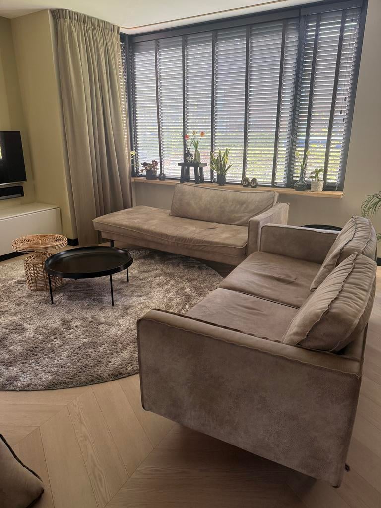 Complete woonkamerset: bank, chaise longue, tafels, kasten, Ophalen