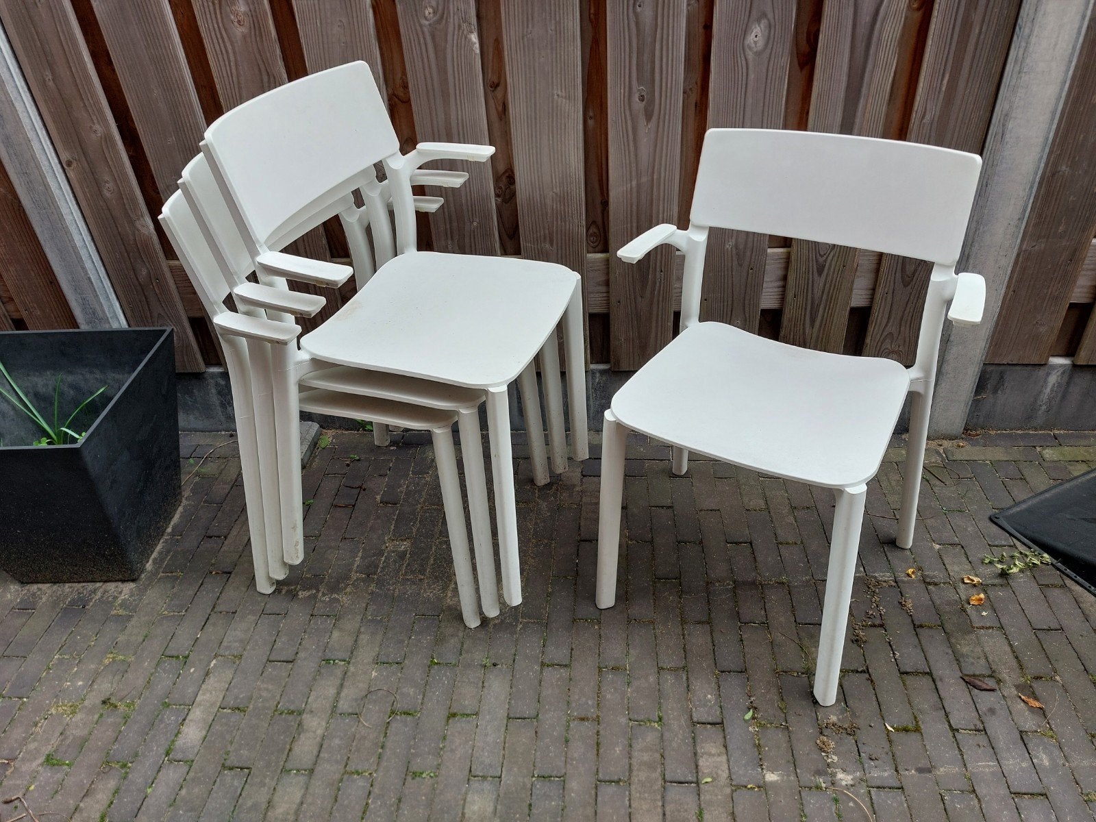 4 IKEA janinge tuinstoel voor buiten, wit, Tuin en Terras, Ophalen, Gebruikt, Kunststof