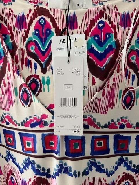 NIEUW OUI Printed Maxi Dress Aztec print mt 44 valt 46, Maat 42/44 (L), Nieuw, Onder de knie, Meerkleurig