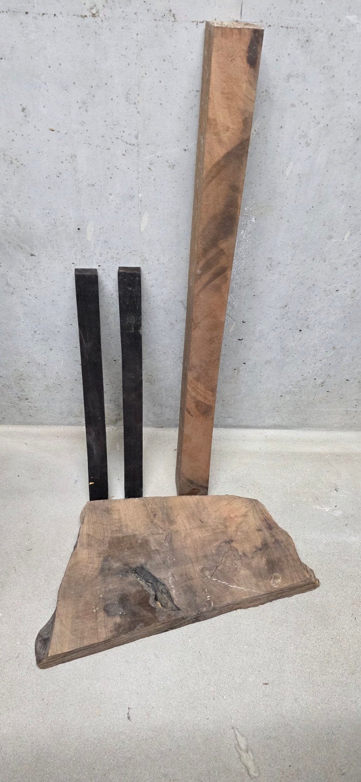 Ebben- en noten hout: balken en een plat stuk, Doe-het-zelf en Verbouw, Hout en Planken, Ophalen, Gebruikt, Overige typen, Overige houtsoorten