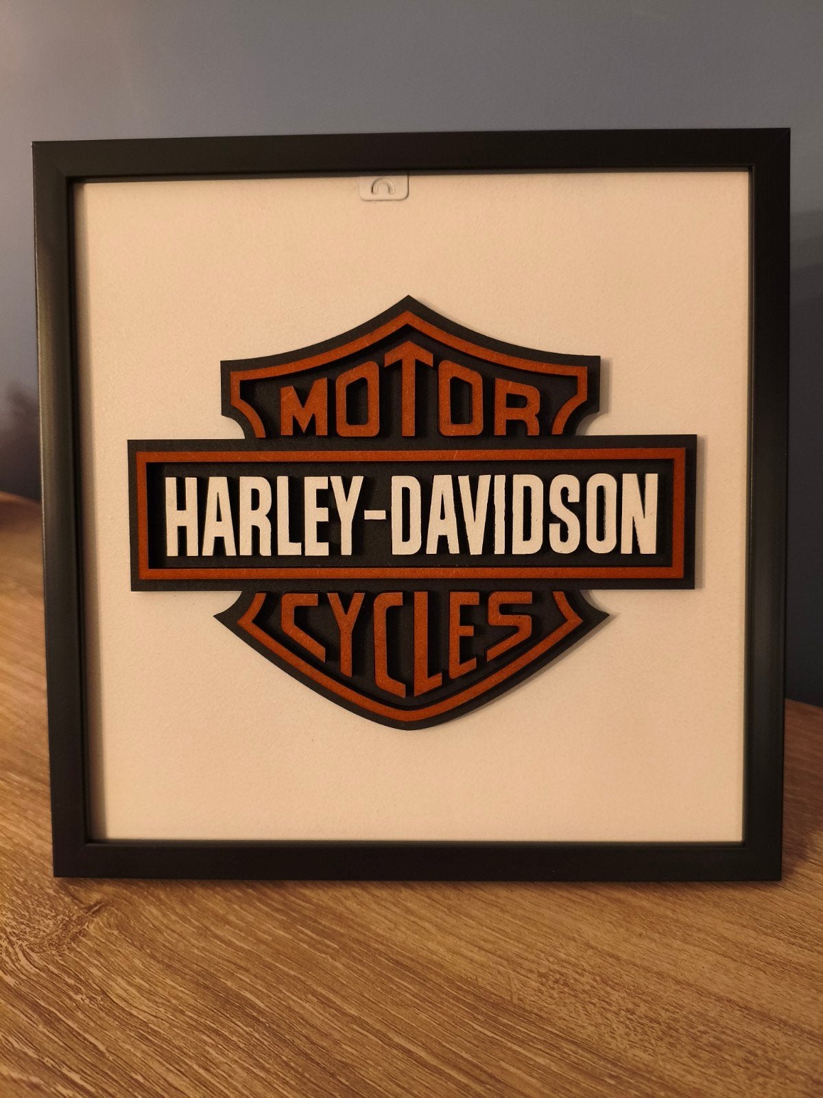 Ingelijst 3D Harley-Davidson logo – laser gesneden – 21x21cm, Ophalen of Verzenden, Nieuw, Reclamebord