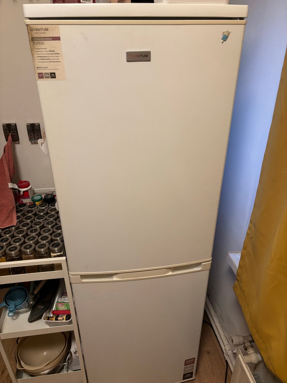 Inventum KV1530 koel-vriescombinatie - 6 jaar oud, Ophalen, Gebruikt, 200 liter of meer, 60 cm of meer