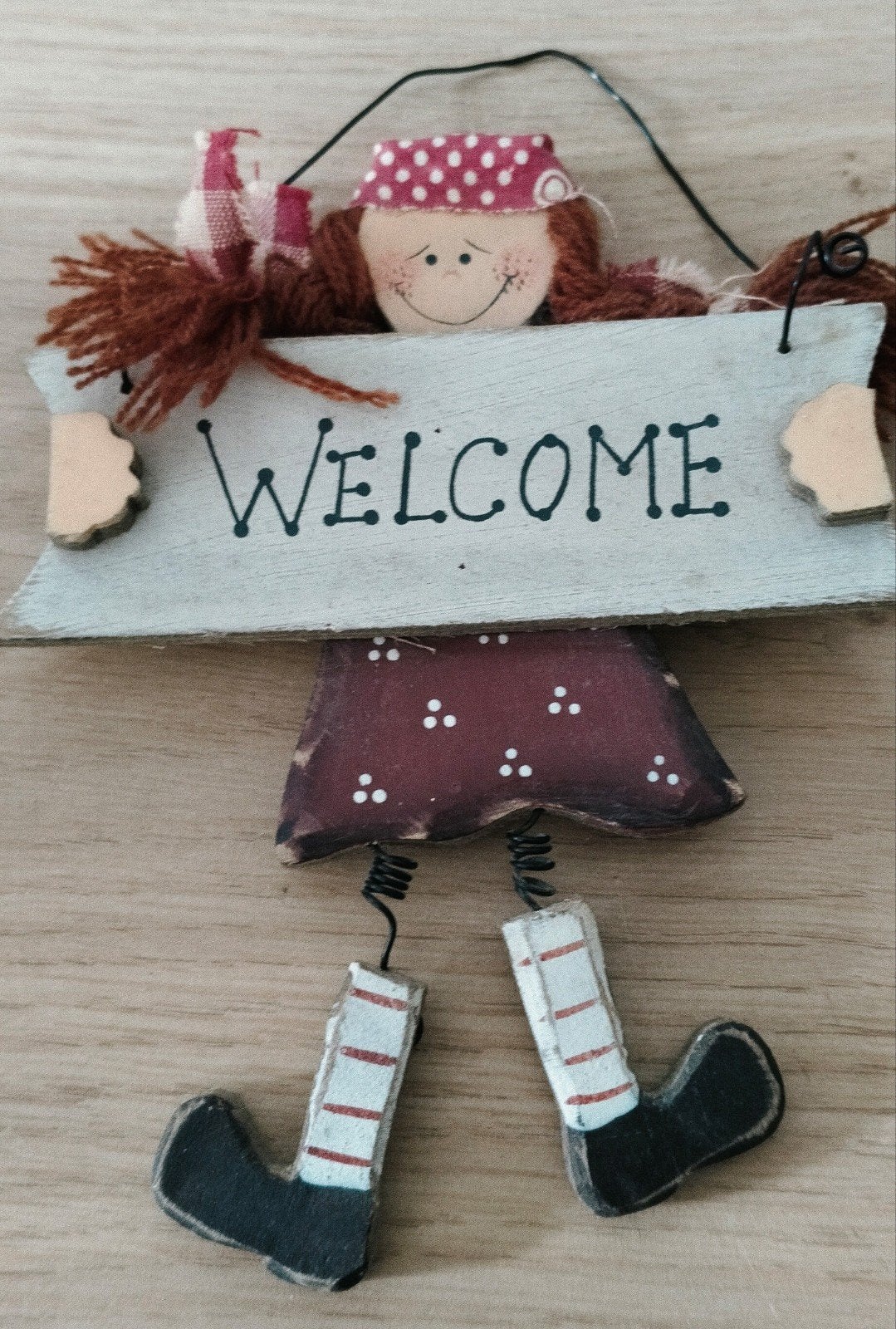 Appletree houten 'Welcome' decoratiepoppetje, Huis en Inrichting, Met ophangmogelijkheid, Verzenden, Zo goed als nieuw, Hout