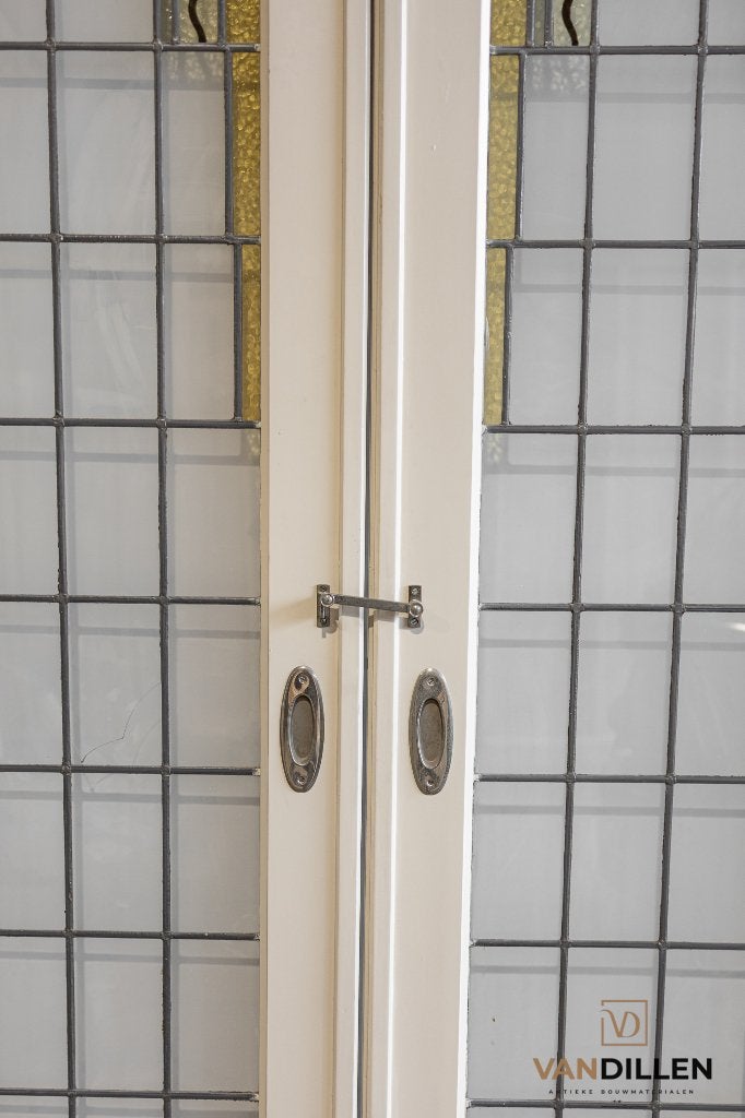 Set ensuite schuifdeuren glas in lood motief, Gebruikt, 120 cm of meer, Binnendeur, Ophalen of Verzenden
