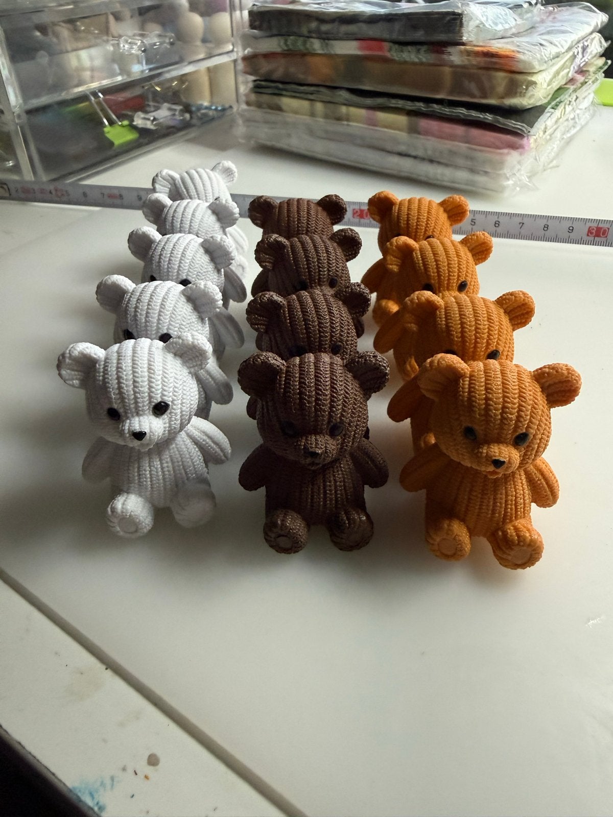 Set van 17 schattige mini teddyberen in 3 kleuren, Beer, Ophalen of Verzenden, Zo goed als nieuw, Meerkleurig
