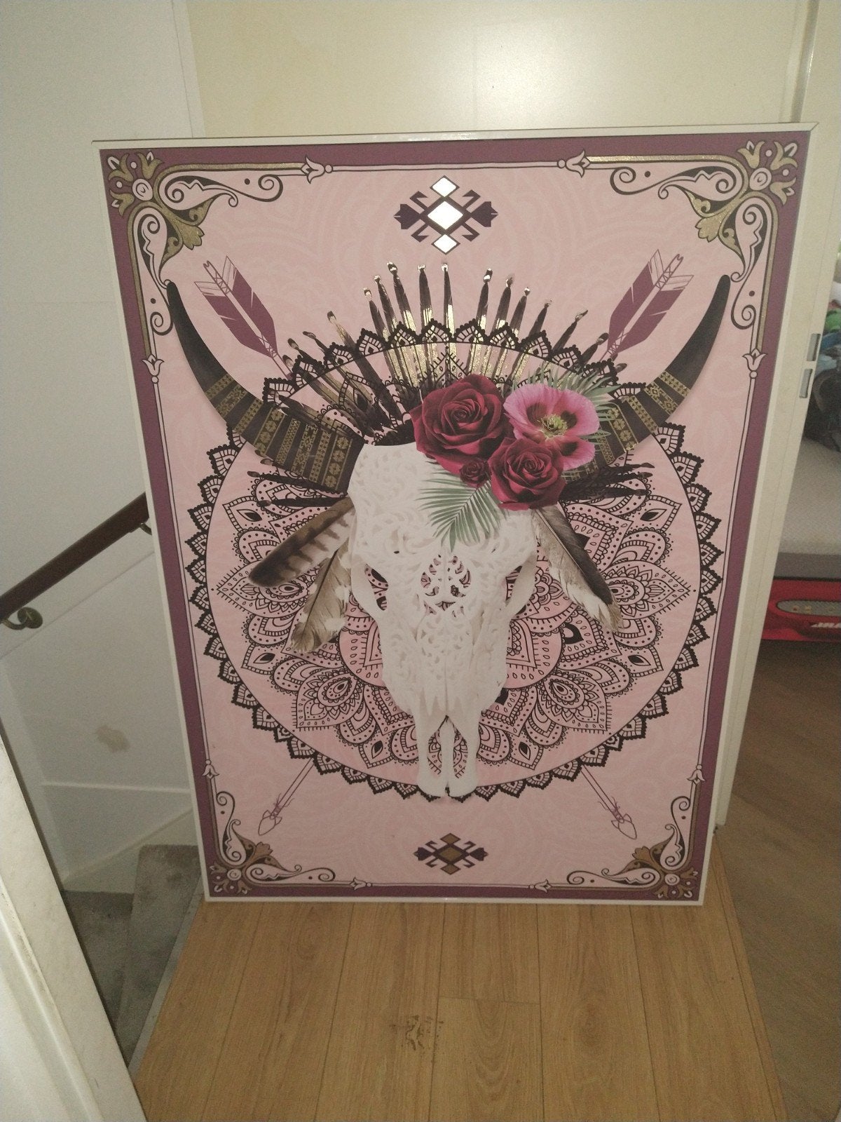 Stieren schedel op canvas doek 140 x 100 cm, Ophalen, Zo goed als nieuw