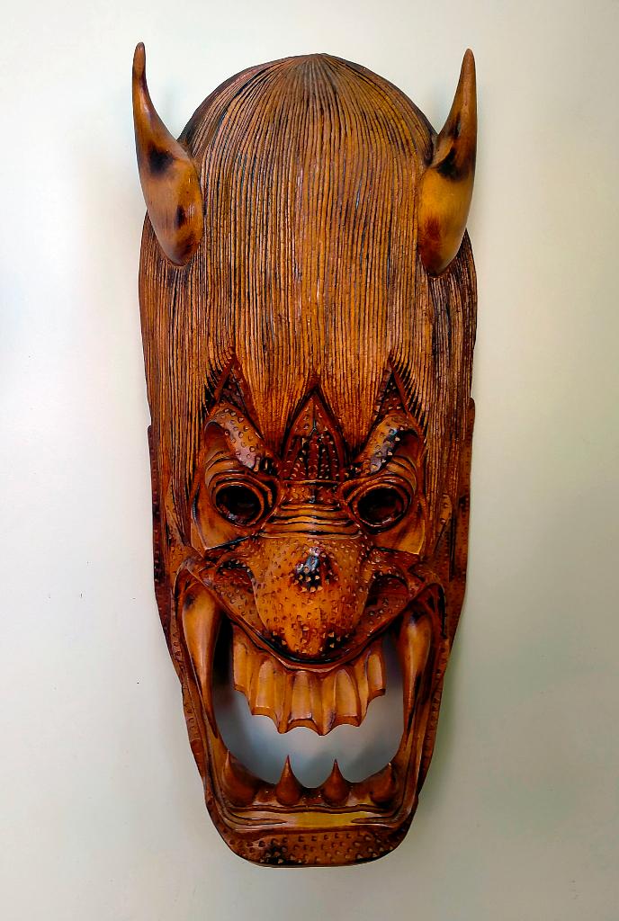 Handgesneden Houten Tiki Masker - Wand Beeld - 67CM, Ophalen of Verzenden