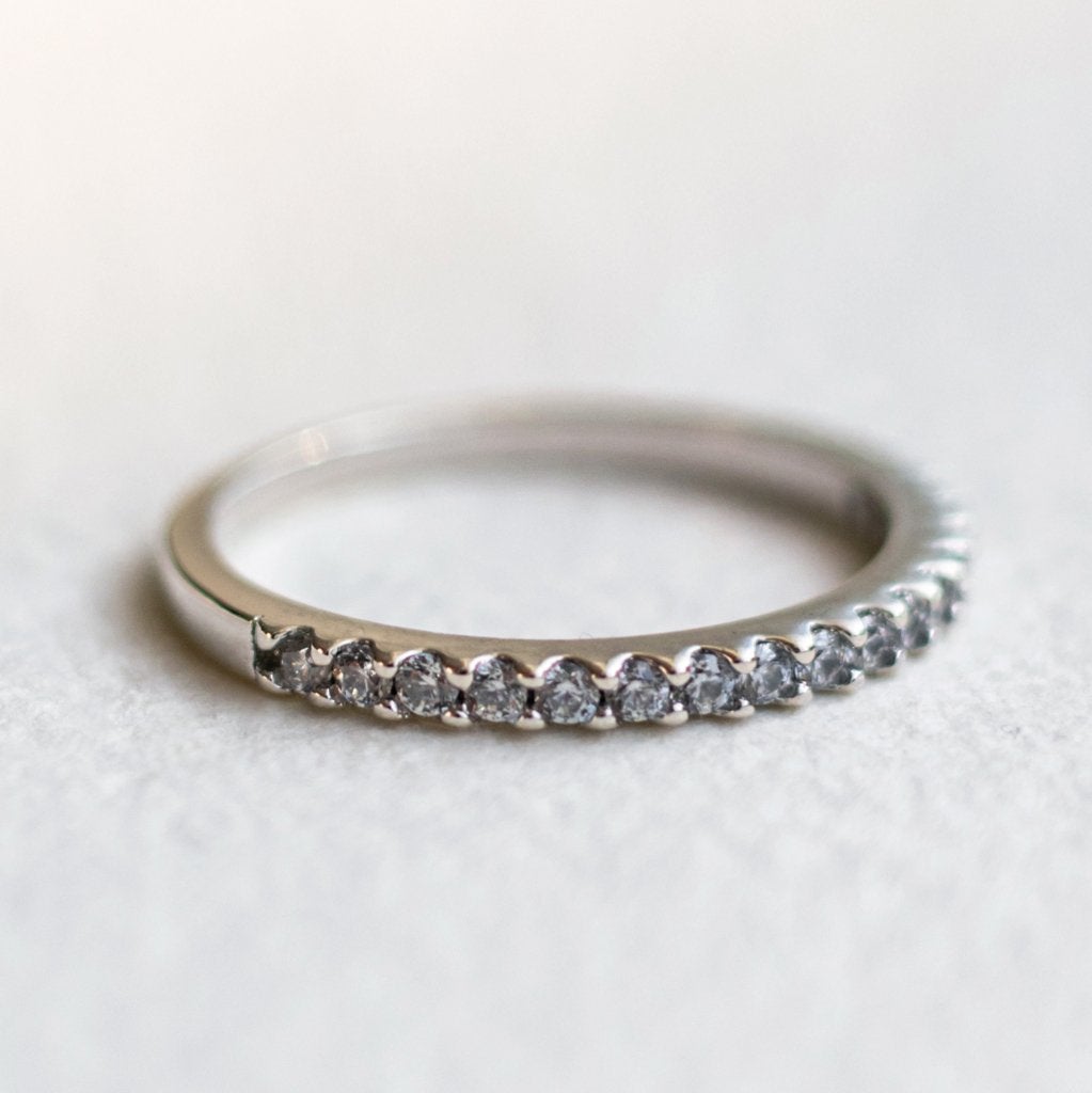 Vintage 925 zilveren h eternity ring met CZ - 16,75, Ophalen of Verzenden, Met edelsteen, Dame, Zilver