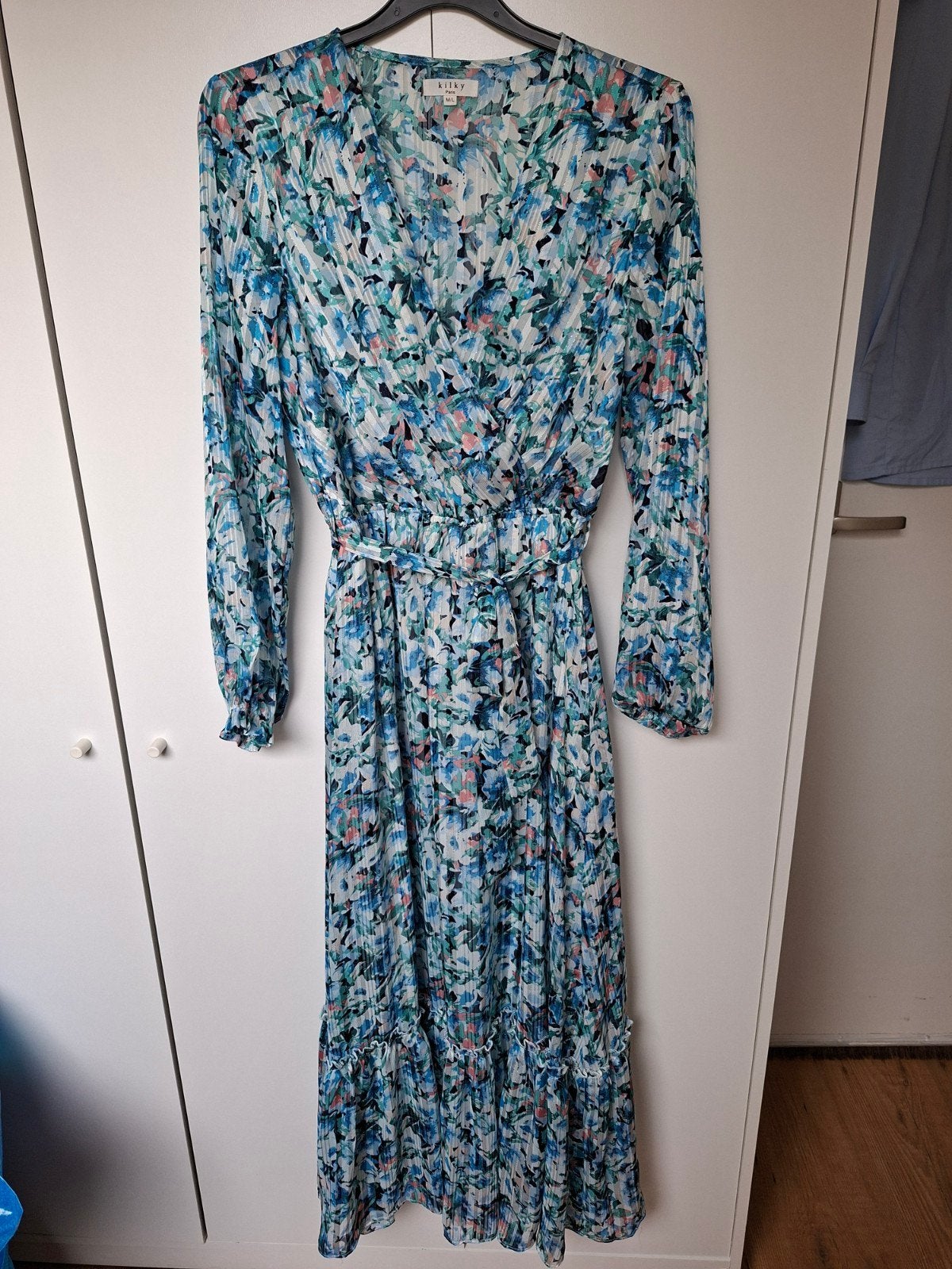 Blauwe jurk van Kilky maat M/L, Ophalen of Verzenden, Zo goed als nieuw, Blauw, Boven de knie