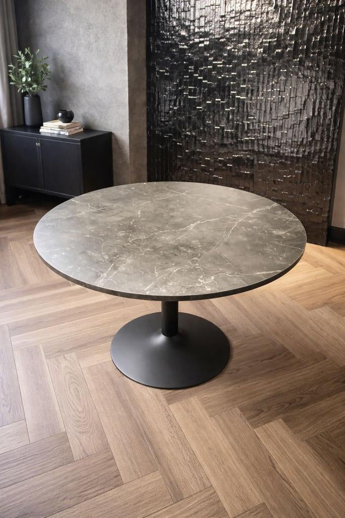 Showmodel eettafel rond marmerlook UITVERKOOP van €499,-, Rond, Nieuw, Ophalen of Verzenden, 100 tot 150 cm