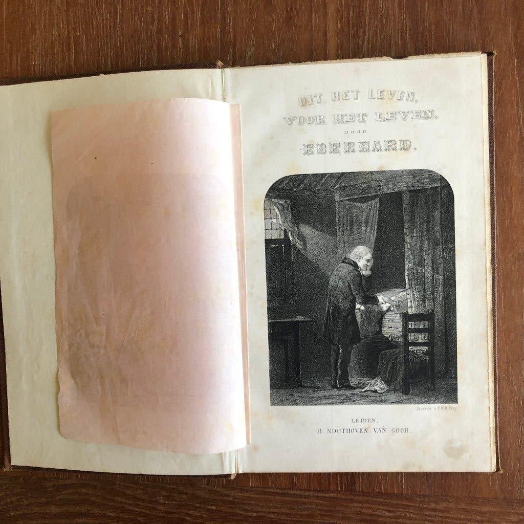 1856, gesteendrukte titel en plaat: Uit het leven, voor het, Antiek en Kunst, Verzenden, Eberhard