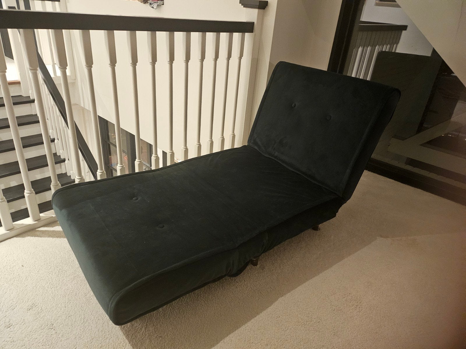 Donkergroene chaise longue / slaapbank, Ophalen, Modern, Compact, Gebruikt, Eenpersoons