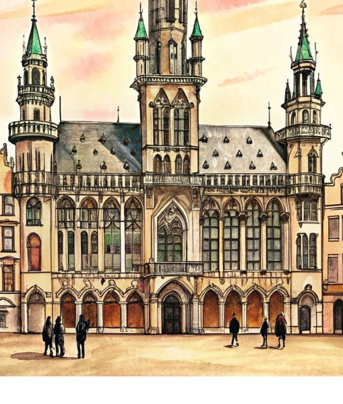 Brussel A4 poster kunst reis image 3