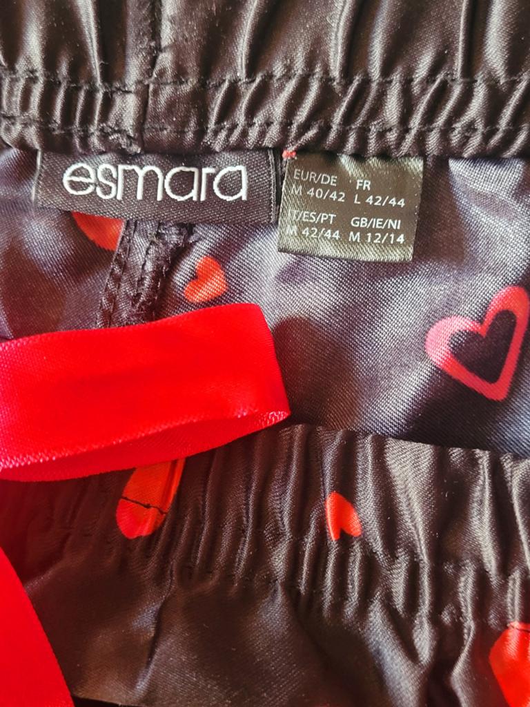 Esmara satijnen pyjama met hartjesprint, maat M, Esmara, Ophalen of Verzenden, Zo goed als nieuw, Maat 38/40 (M)