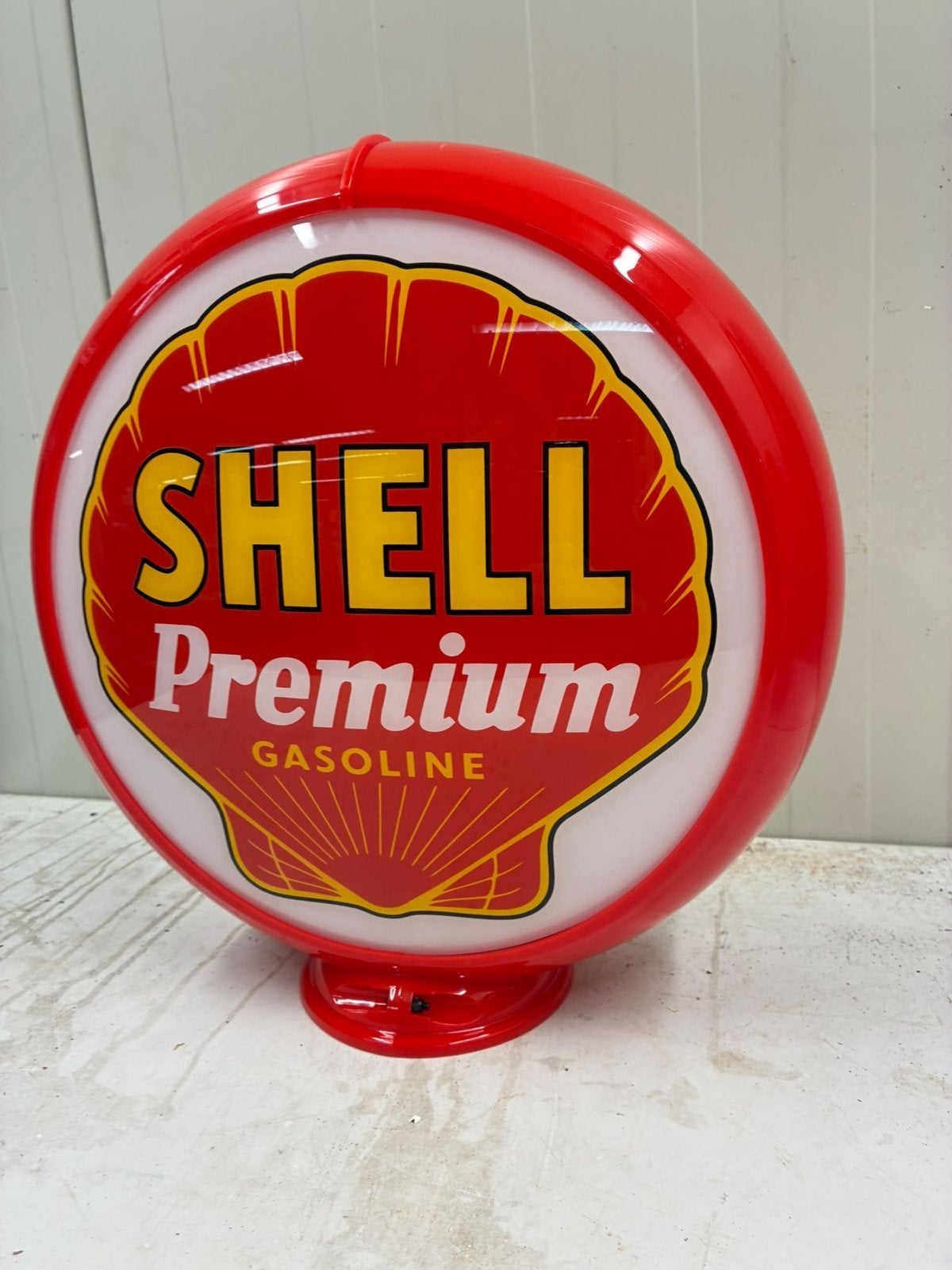 Shell benzinepomp globe - Vintage reclame lichtbak, Ophalen of Verzenden, Gebruikt, Lichtbak of (neon) lamp