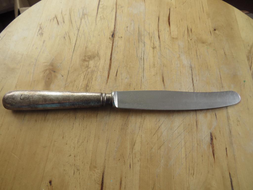 vintage hollandia plate stainles mes verzilverd handvat S, Antiek en Kunst, Ophalen of Verzenden