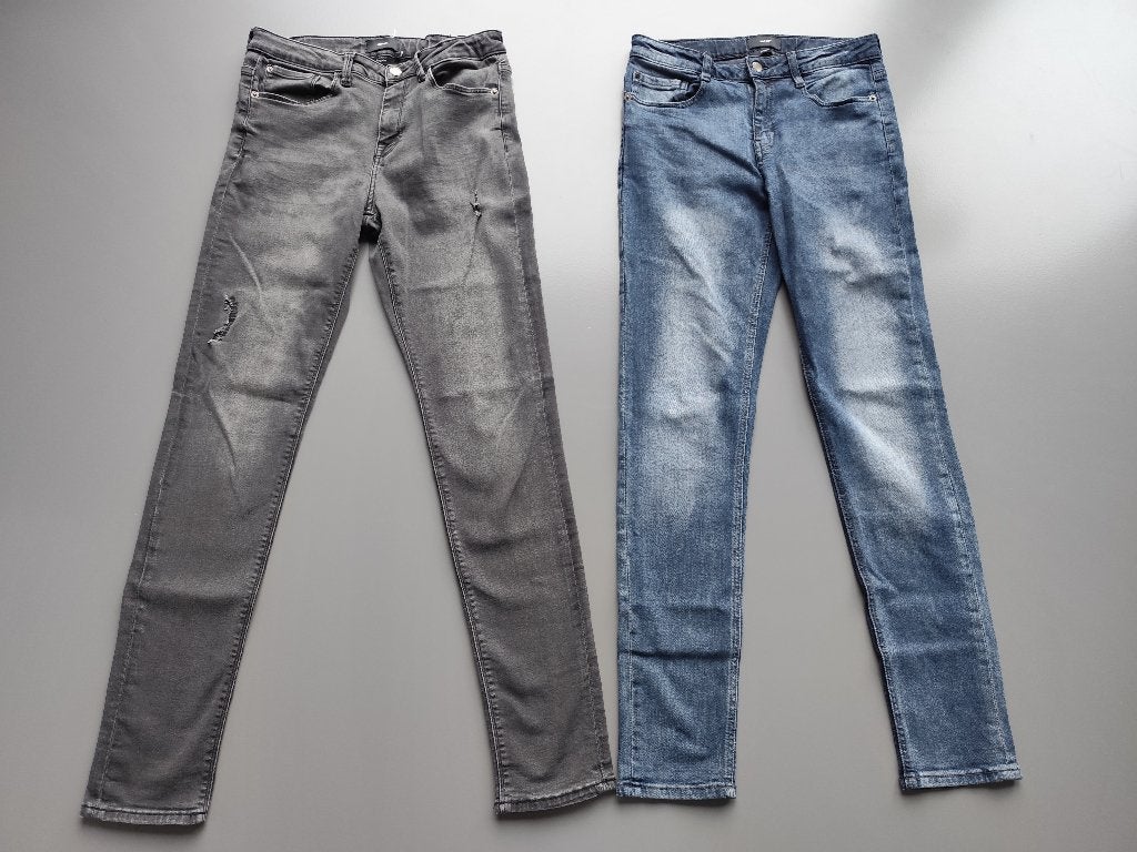 2 stuks Shoeby jeans - regulair - maat 170 - grijs & blauw, Broek, Gebruikt, Ophalen of Verzenden, Shoeby