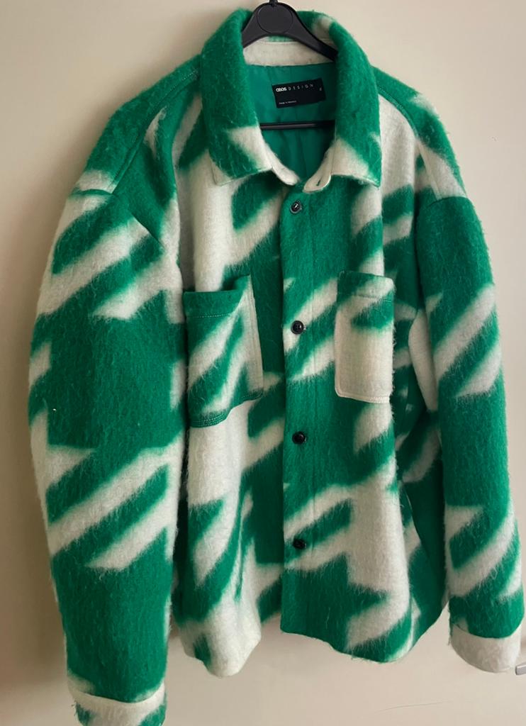 ASOS DESIGN Groen/Wit Geruite Overshirt Jas XL, Ophalen of Verzenden, Zo goed als nieuw, Maat 56/58 (XL), Groen