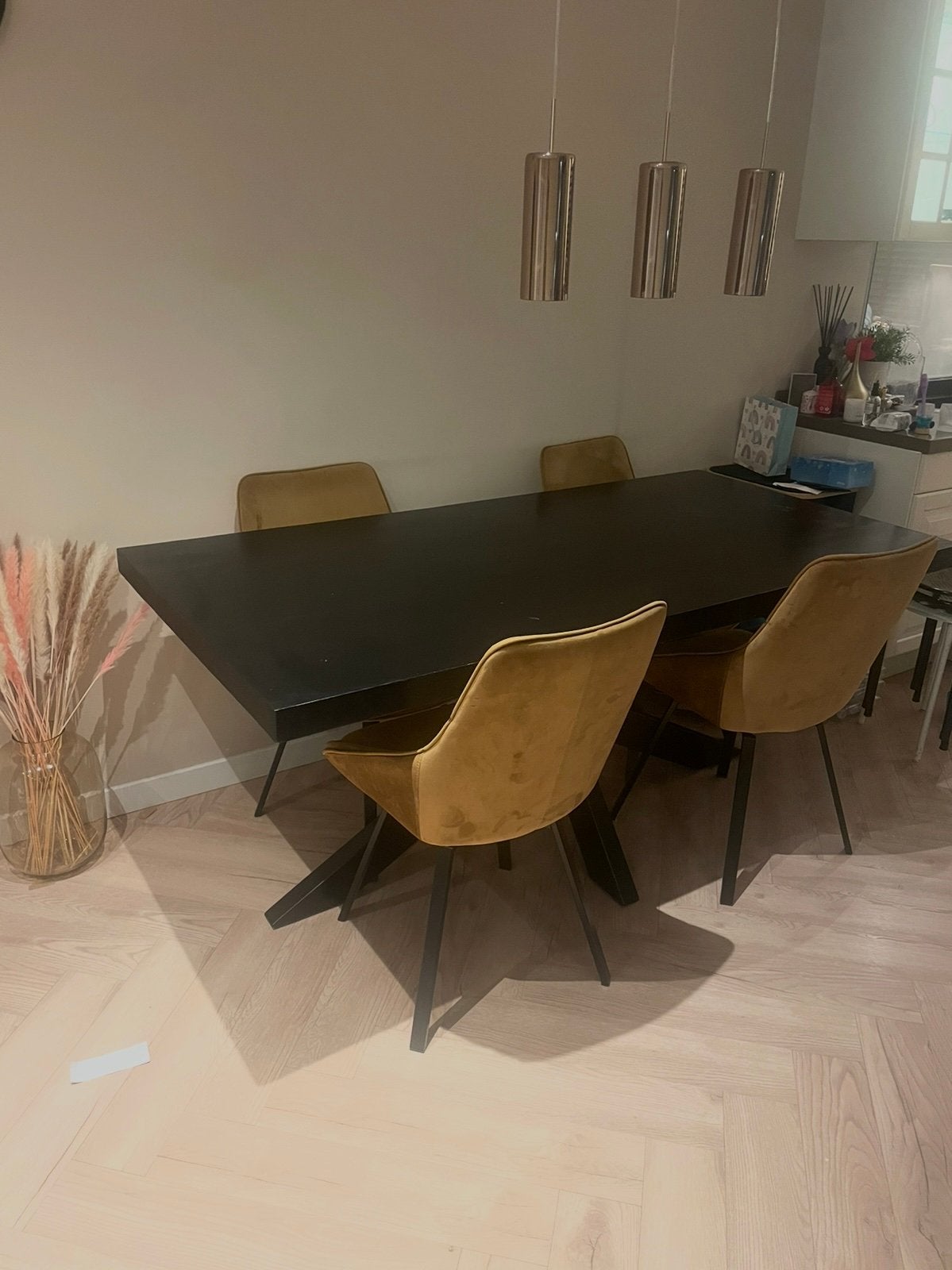 Zwart Eettafel  te koop, Ophalen, 75 m² of meer, Zwart, Zo goed als nieuw