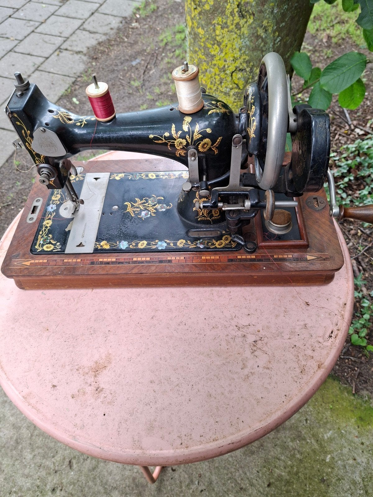 Antiek hand naaimachine machine erg mooi, Ophalen