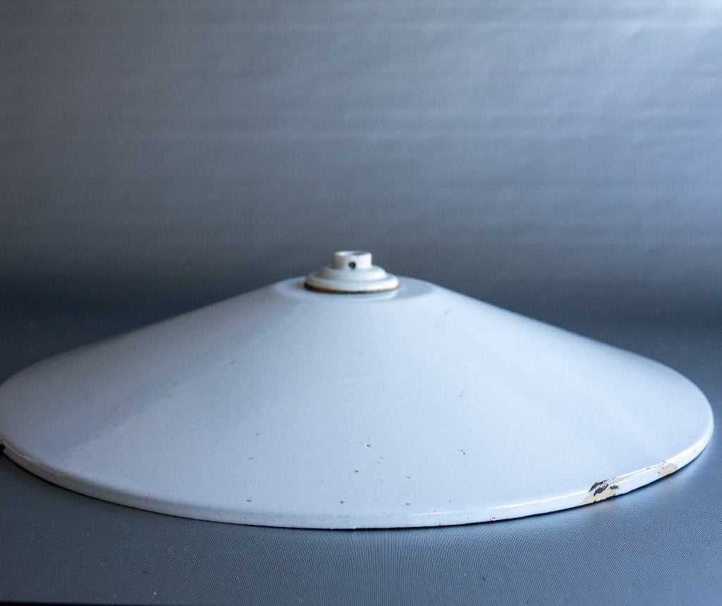 Witte emaille plafondlamp vintage, Ophalen of Verzenden
