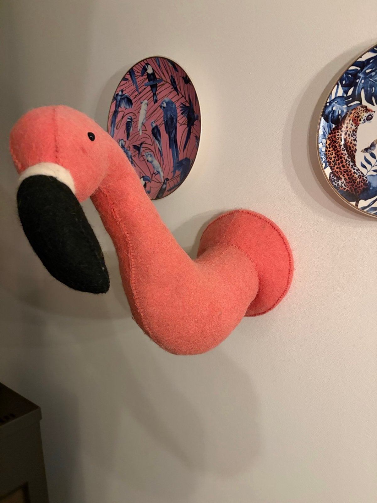 Decoratieve Flamingo Wanddecoratie - Pluche Dierenkop, Ophalen of Verzenden, Gebruikt, Roze, Textiel