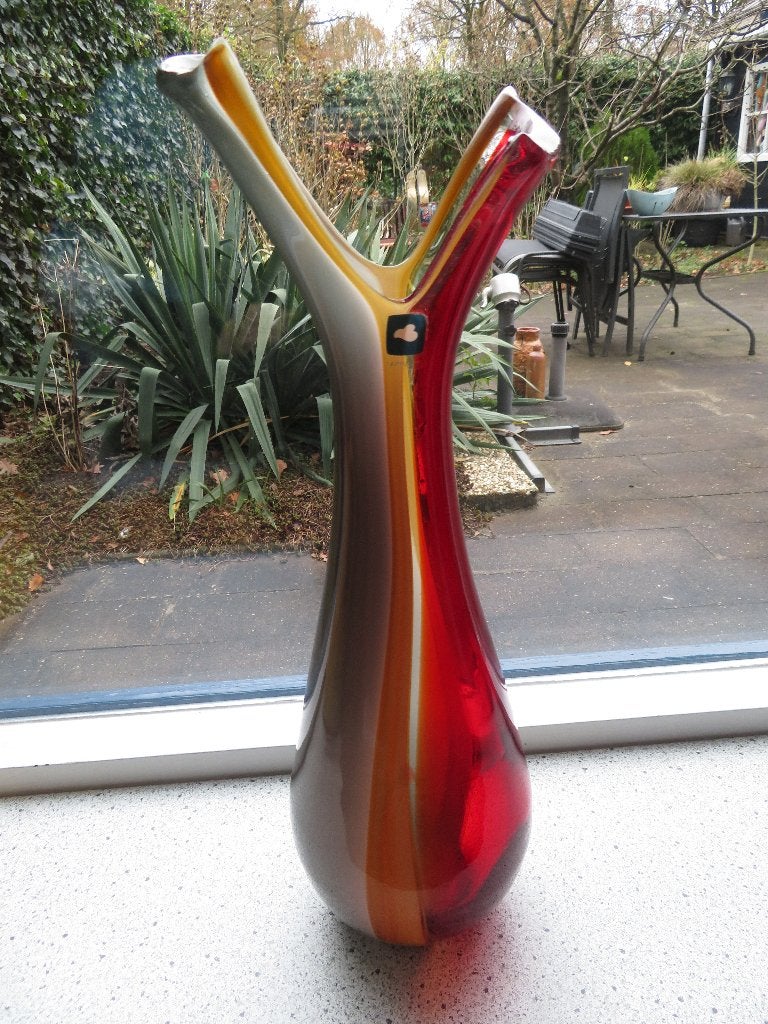 Glas glazen vaas merk Leonardo Herfst Autumn meet 50 cm, Ophalen of Verzenden, Zo goed als nieuw, Paars, Glas