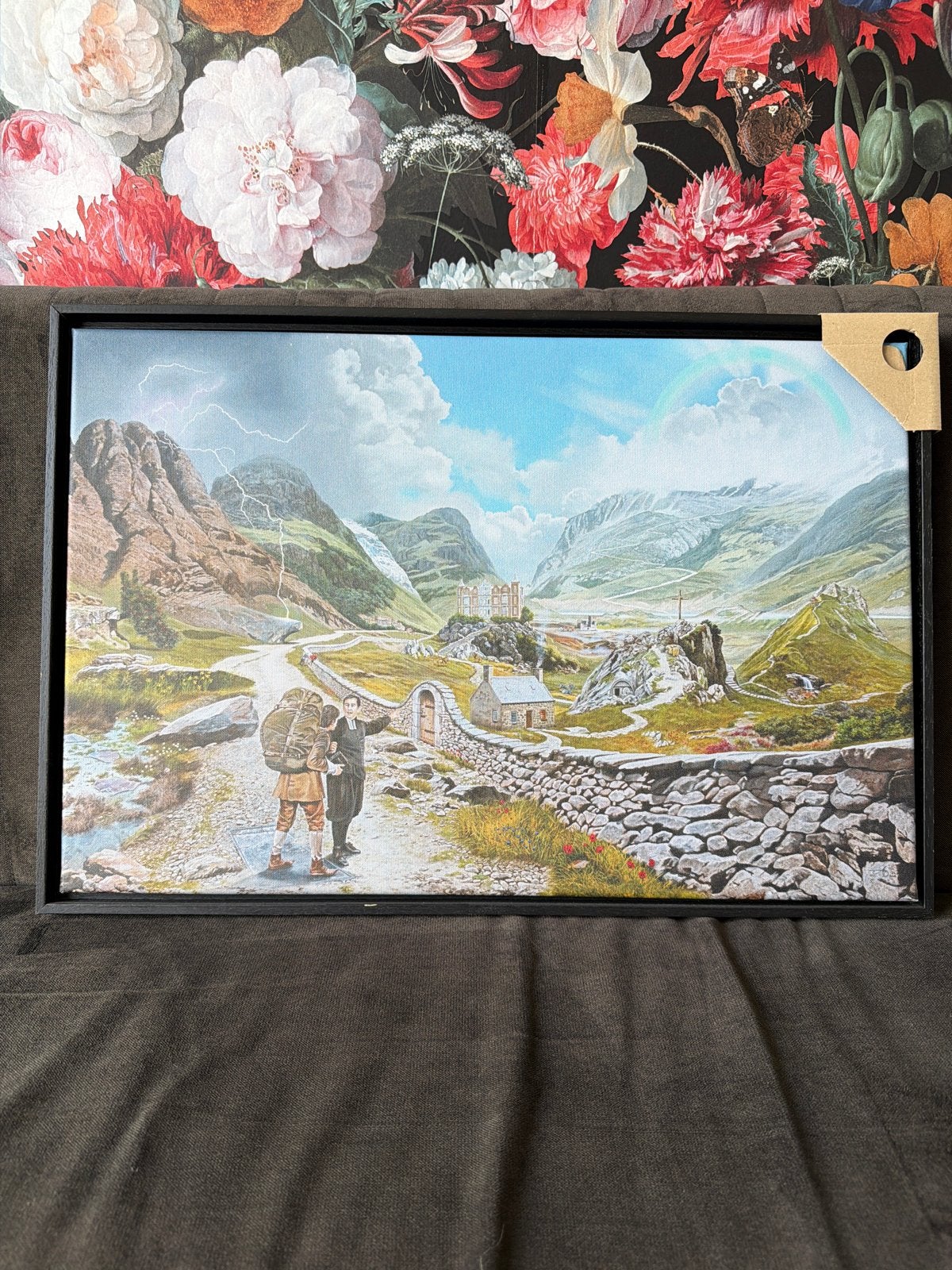 Canvas schilderij brede en smalle weg met zwarte lijst, Ophalen